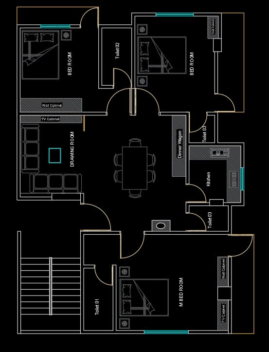 Apartment Furniture Layout Plan AutoCAD Drawings Free DWG
