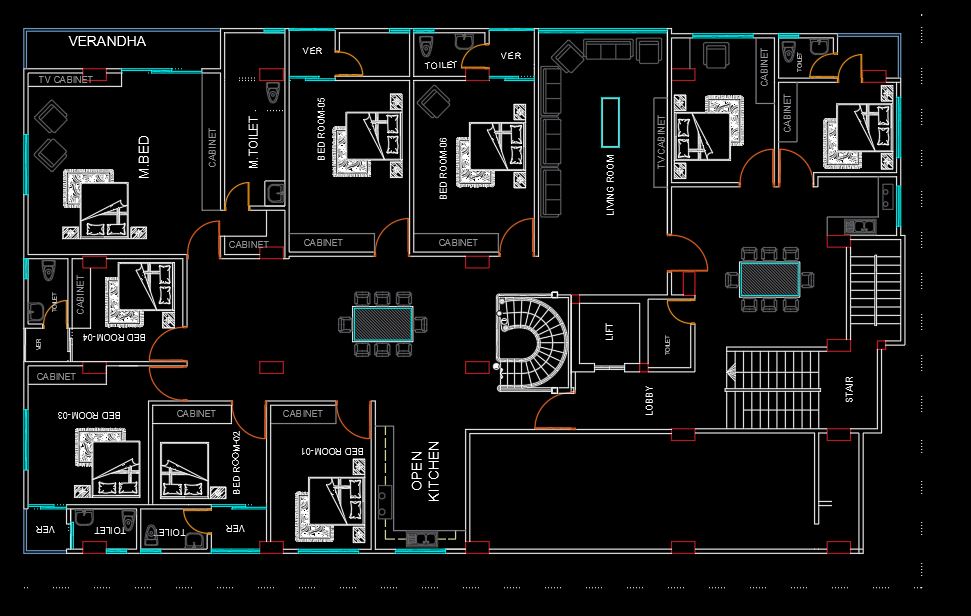 Apartment Plan & Furniture Layout Plan AutoCAD Drawings Free DWG