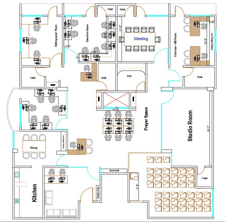Office Furniture Layout Plan DWG & DXF Free | Newspaper Office AutoCAD Plan CAD Blocks